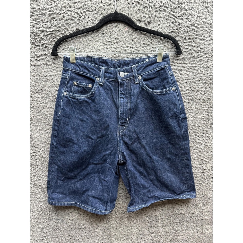 Weekday High Rise Dandy Baggy Denim Shorts Dark Wash Indigo Womens Size 26